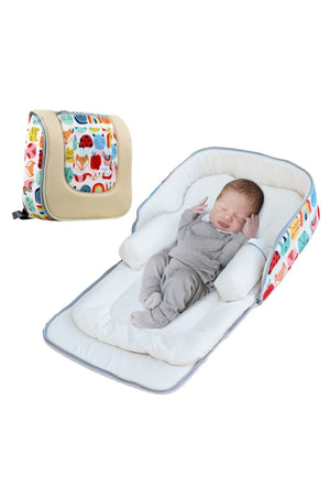 MOON Travalo - Travel Baby Bed & Backpack- Animal - Portable Baby Bed -Beige