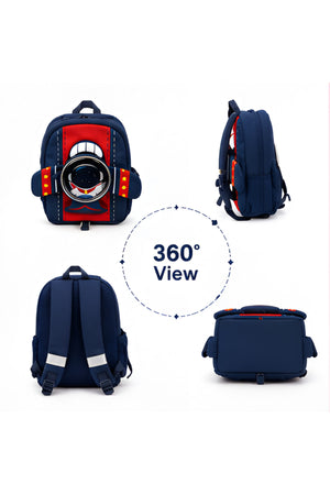 Cocobee Aeroplane-Style Astronaut Print Backpack For Boys – Navy Blue - 16.5 inch