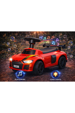 StarMarz Red Sports Ride-On Car – Foot-to-Floor Baby Push Car with Spoiler, Steering Wheel, Backrest & Smooth Wheels – Indoor/Outdoor Toddler Ride-On Toy (1–4 Years) – Sport Edition