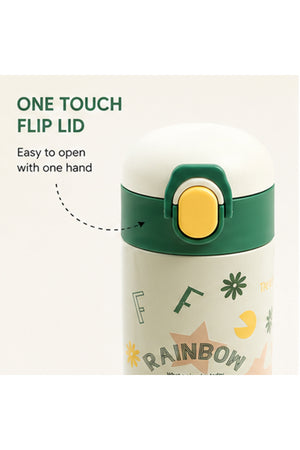 Cocobee 500Ml Green Stainless Steel Insulated Water Bottle – Leakproof, Odour-Free, With Soft Handle Grip (Age 3+)-Green