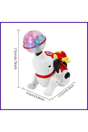 Urban Tots Dancing Dog Toy – 360° Rotating Lights & Sound With Bump & Go Action And Water Mist Spray-White
