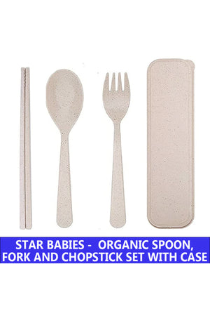 Star Babies Organic Fork, Spoon & Chopstick Set - 3 Pcs
