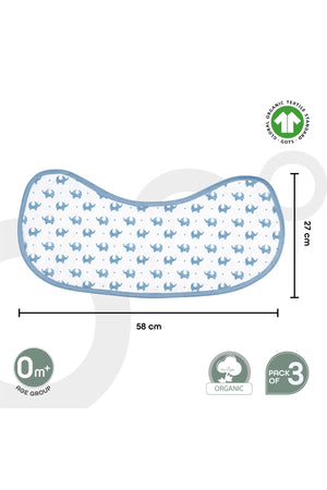 MOON Organic Burpy Cloth. (8 Layer)-.Bunny, Elephant & Blue