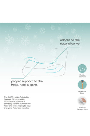 MOON Contour Memory Foam Pillows height adjustable with Cool fabric