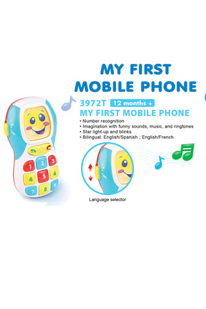 Little Learner MY FIRST MOBILE PHONE | Bilingual Toy for Toddlers | Number Recognition, Sounds, Music, and Light-Up Stars