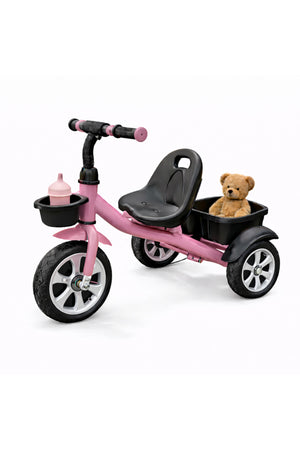 StarMarz Toddler 3-Wheel Tricycle Ride-On Toy with Safety Seat, Cup Holder & Rear Storage Basket - Pink