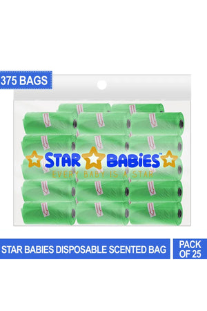 Star Babies - Scented Nappy Bag - Pack of 25/375 Bags - Green