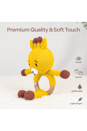 MOON Handcrafted Crochet Toy with Cuddle Ring -Giraffe