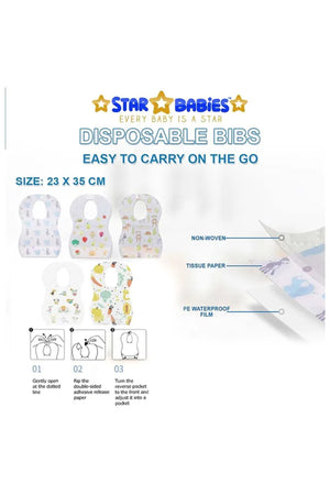 Star Babies - Disposable Changing Mat Pink 12pcs & Bibs 12pcs