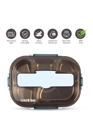 Cocobee Kids Oval Lunch Box, Non-Toxic Food-Grade Material- Blue