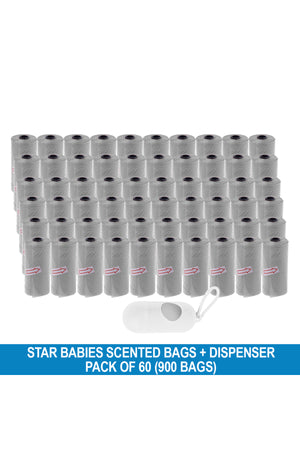 Star Babies - Disposable Scented Nappy Bag With Dispenser - Pink - Pack of 18 - 276pcs