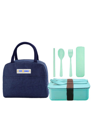 Star babies pack of 3 combo - Insulated lunch bag with single compartment lunch box and organic cuttlery set.