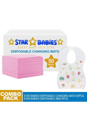Star Babies - Disposable Changing mats (45x60cm) Large, Pack of 50 - Pink