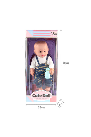 Kikibebe 18-Inch Fat Boy Doll With Stroller, Bottle & Dinner Plate – Boys – Multicolor