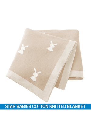 Star Babies - Baby Cotton Knitted Blanket 80x100cm - Cream