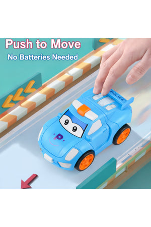 Urban Tots Transformer Mini Racing Robot Car – Push & Go Action Toy For Kids - Multicolor