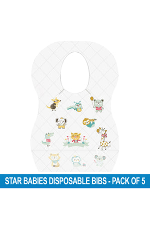 Star Babies Animal Print Disposable Bibs - 5 Pieces