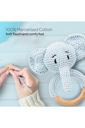 MOON Handcrafted Crochet Ring Rattle Toy-Elephant