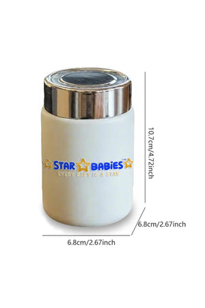 Star Babies Portable 230ml Double Wall Stainless Steel mini Vacuum Flask/ Cute Thermos Cup for Coffee Tea Water White.