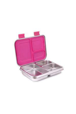 Bamboo Bark Stainless Steel Bento Lunch Box with Lid, 1030ml Leakproof Metal Stackable Snack Box, and 3 Multi-Compartment Divided Meal Prep Food Storage Containers for School, Travel and Work – (Butterfly Print)