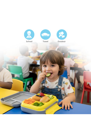 MOON Bentoza Kids Lunch Box – Leak-Proof Compartments,Microwave Safe,for Toddlers Ages 3–6 -Vehicle