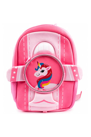 Cocobee Aeroplane Style Unicorn Printed Backpack For Girls – Pink- 16.5 inch