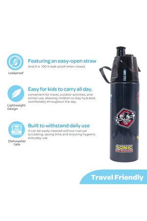 MOON Licensed Top Gun Water Bottle with Spray Mist | Cooling Spray | BPA-Free Stainless Steel | Leak-Proof for School, Camping, Hiking, Outdoor Play | Boys Water Bottle |500ml
