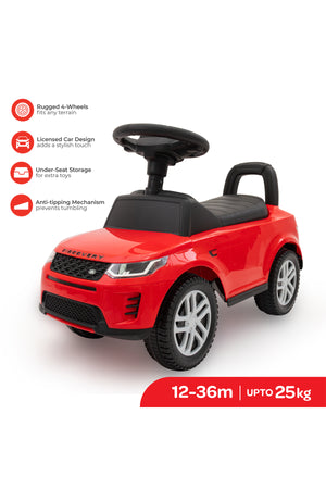MOON Licenesed Land Rover Ride -On Sports Car for Kids 12–36 Months – Push Car, Foot-to-Floor Ride On – Red