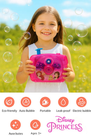 Disney Princess Bubble Machine with Bubble Solution – Outdoor Toy for Kids- Multicolor