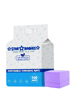 Star Babies - Disposable Pack Of 100 Changing mats (45x60cm) Large - Lavender