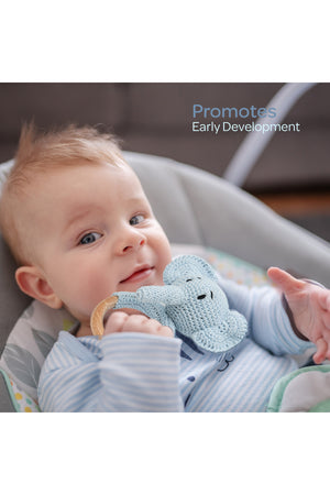 MOON Handcrafted Crochet Ring Rattle Toy-Elephant