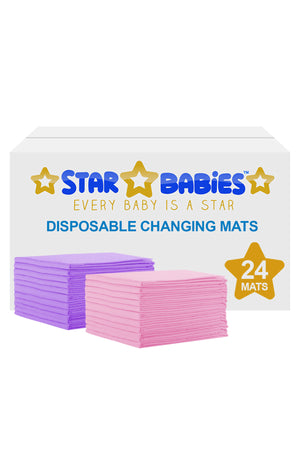Star Babies - Disposable Changing mats (45x60cm) Large, Pack of 24 - Assorted