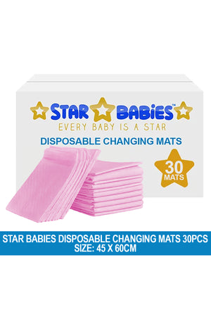 Star Babies Disposable Changing mat Large (45 x 60cm) Pack of 30 - Pink