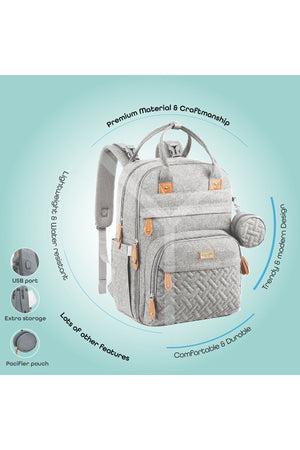 MOON KaryMe - Diaper Back Pack with pacifier case- Grey