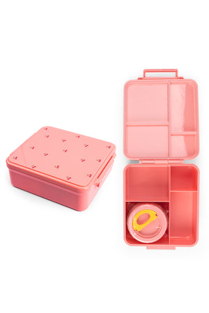 Cocobee Cherry Tritan Bento Lunch Box With Food Jar, 4 Compartments, Bpa Free, Leakproof, Microwave Safe, 1.87L – Pink
