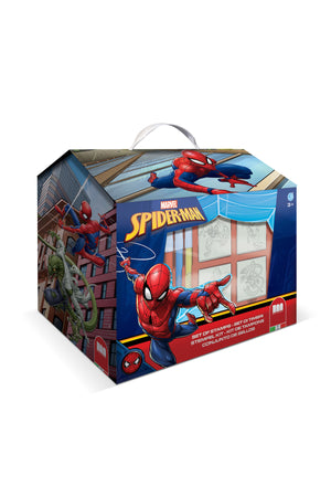 Multiprint Spiderman House – Creative Stamping & Coloring Set for Kids – Includes 7 Wooden Stamps, Washable Ink, 7 Markers, Drawing Book & More – Made in Italy