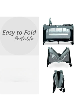 Kikibebe Expandable Convertible Bedside Crib With Playpen & Rocking Glider - Black