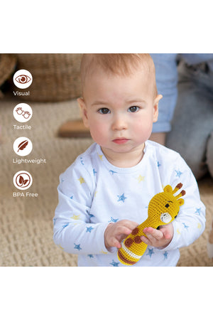 MOON Handcrafted Crochet Knitted Loop Rattle Toy-Giraffe