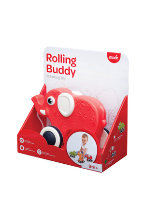 MOON Rolling Buddy Pull Along Toy Montessori Toys and Stacking Toys - Elephant
