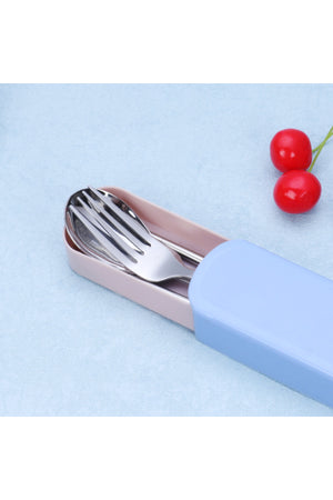 ستار بيبيز - Spoon, Fork & Chopsticks طقم - أزرق من الخلف | Star Babies - Spoon, Fork & Chopsticks Set - Blue back view
