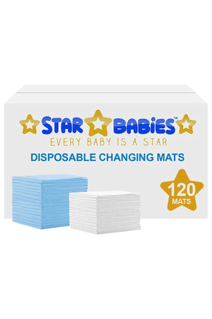 Star Babies - Disposable Changing mats (45x60cm) Large Pack of 120 - Blue/White