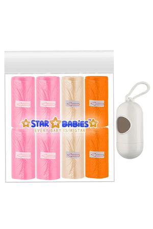 Star Babies - Scented Nappy Bag - 120 Pcs With Dispenser - Orange/Ivory/Pink