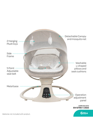 MOON Koze Baby Swing, Holds upto 9kg. Gentle Swaying Motion-Beige