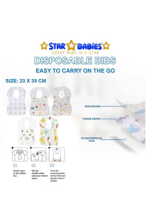 Star Babies - Disposable Bibs Fruits Print 15pcs With Changing Mat 15pcs - Pink