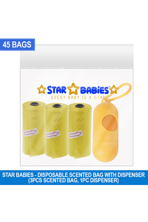 Star Babies - Scented Nappy Bag With Dispenser Pack of 3/45 Bags - Yellow