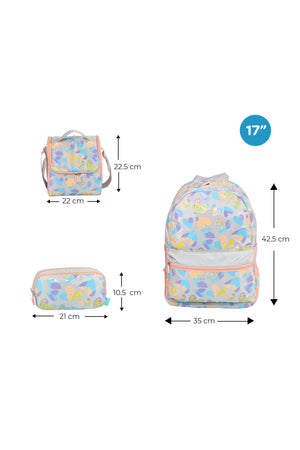MOON 3 in 1 Kids Backpack Set - (16-Inch) Premium Kids School Bag with Lunch Bag & Pencil Case-Pink