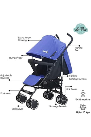 MOON Neo Plus Light Weight Travel Stroller,Cyan Blue
