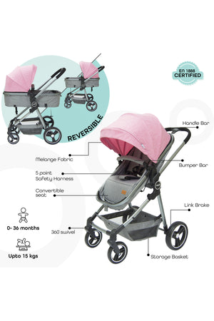 MOON Pro - 2 in 1 Stroller - Pink