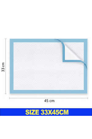 Star Babies -Premium Disposable Changing Mats (Pack of 100) “ 50pcs (33x45cm) & 50pcs (45x60cm) “ Ultra-Absorbent Leak-Proof diaper Underpads for Babies, Toddlers, and Travel “ Blue