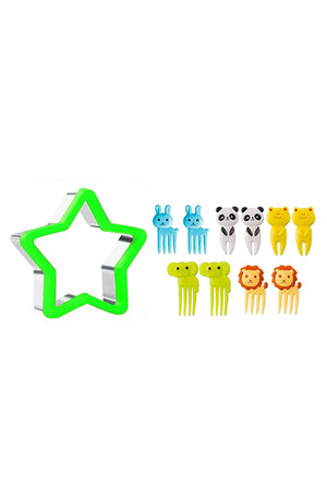 Star Babies - Fruit Picks - 10 Pcs With Sandwich Cutter - Green